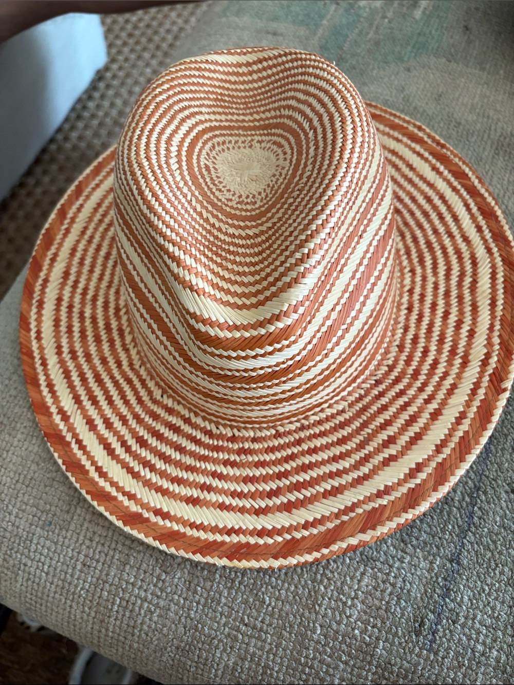 Rag & Bone -Striped Straw Sun Hat in Orange and Cream- Rag & Bone s/m straw hat